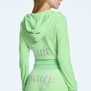LIMITED EDITION BIG Bling Juicy Couture HOODIE Sour Apple WITH SHORTS BOTTOM!